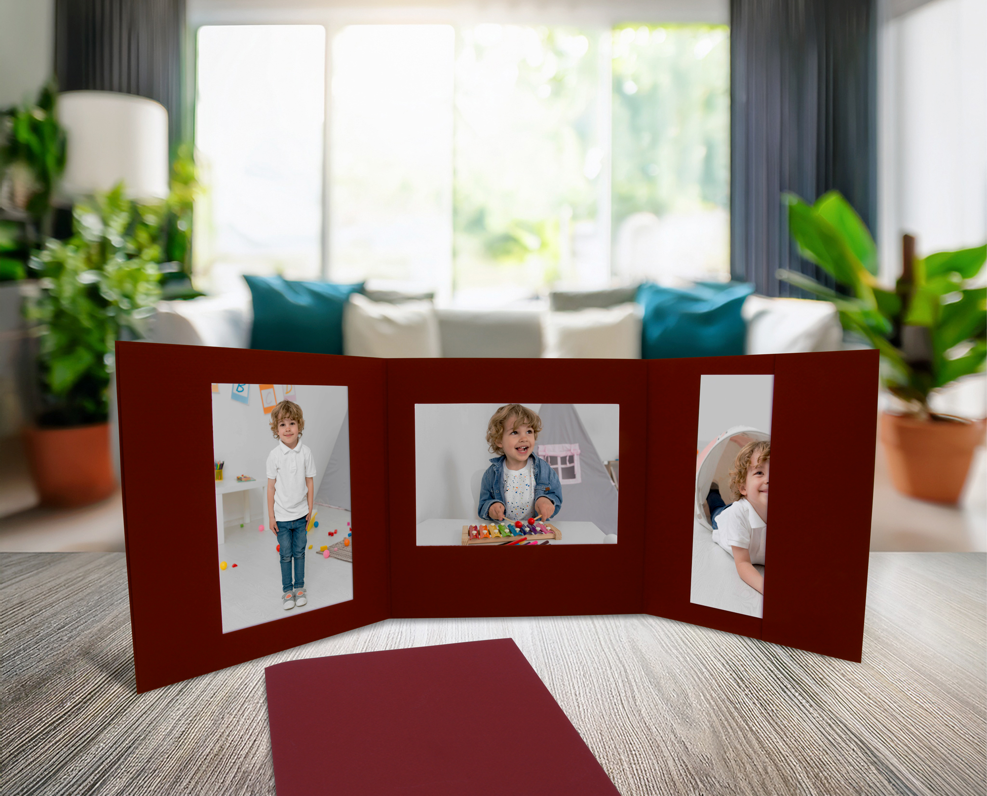 25 Stück Fotografen Fotomappe 3-teilig, Merida Bordeaux, für Bilder im Format 13x18 cm