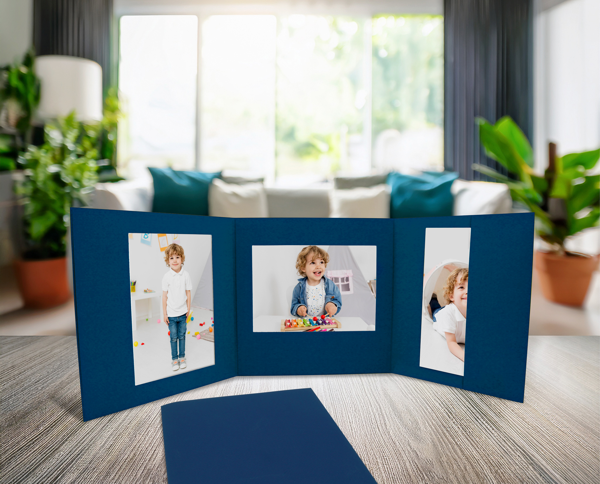 25 Stück Fotografen Fotomappe 3-teilig, Merida Blau, für Bilder im Format 13x18 cm