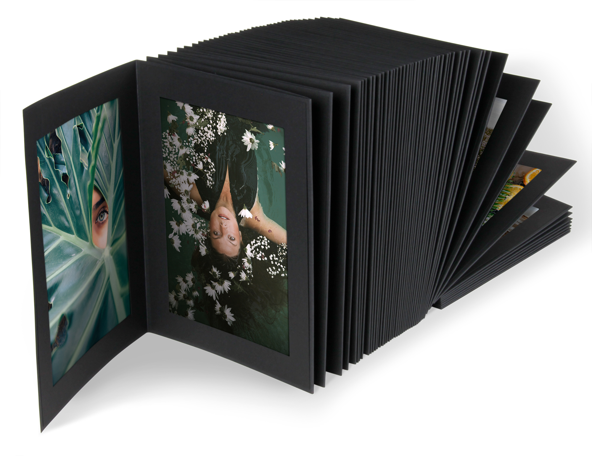 Endlosleporello Leinen Schwarz / Leinen Schwarz für Bilder im Format 13 x 18 cm