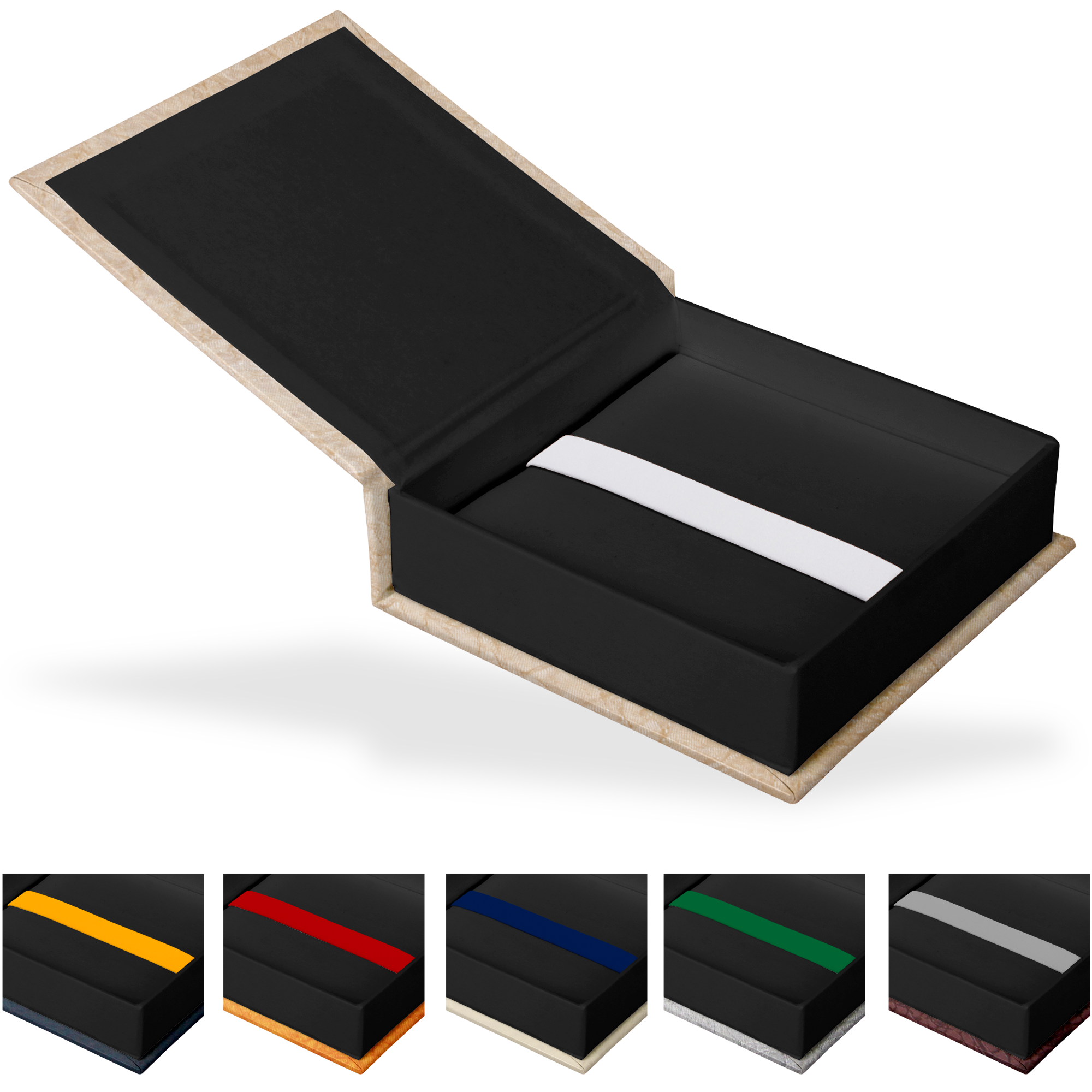 USB-Klappschachtel 11 x 11 cm, Innenschachtel und Inlay schwarz
