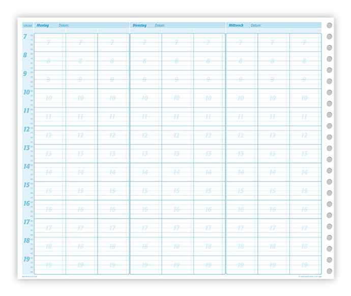 Terminplaner 3 Spalten - 15 Minuten-Takt ab Wunschdatum