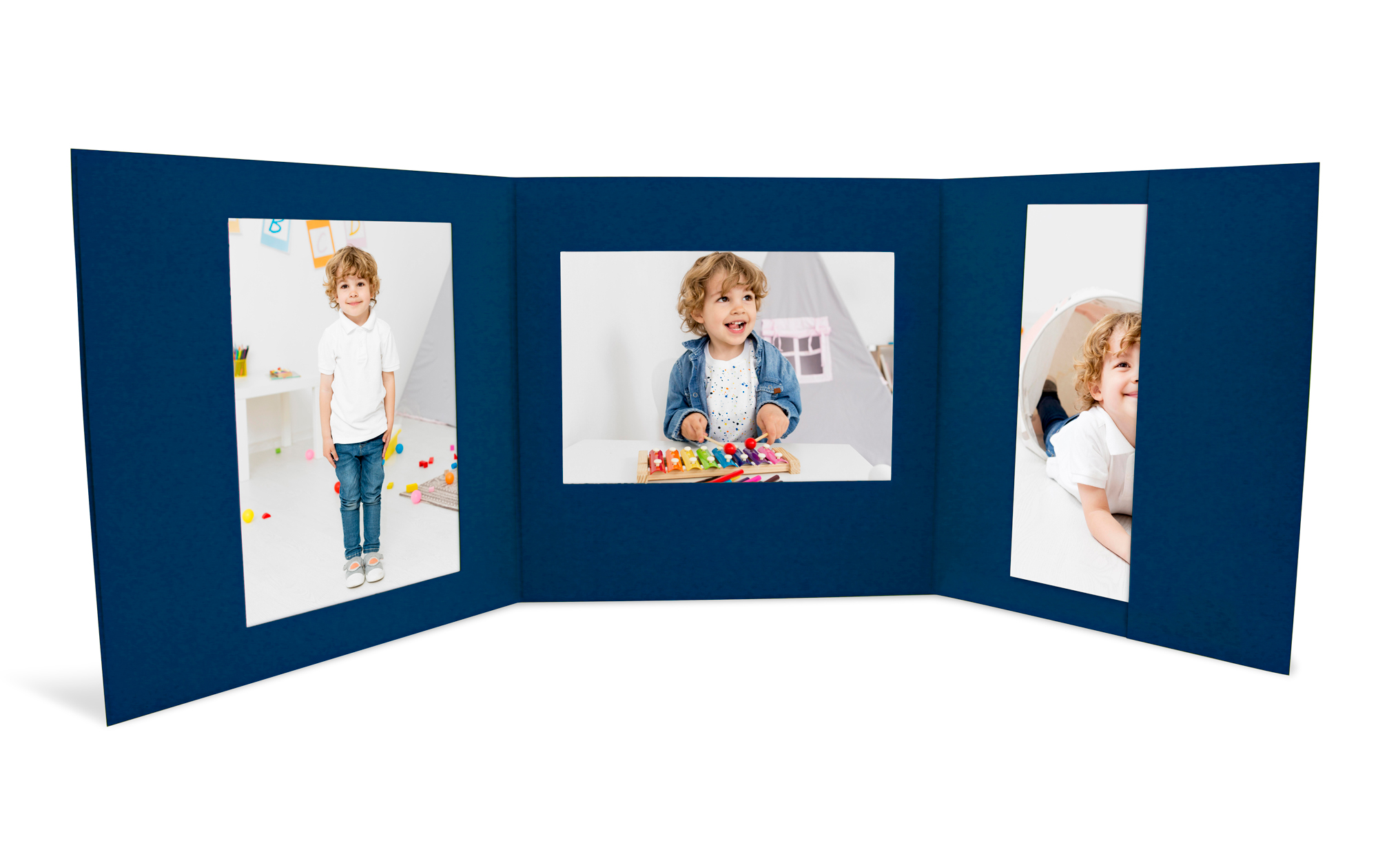 25 Stück Fotografen Fotomappe 3-teilig, Merida Blau, für Bilder im Format 13x18 cm