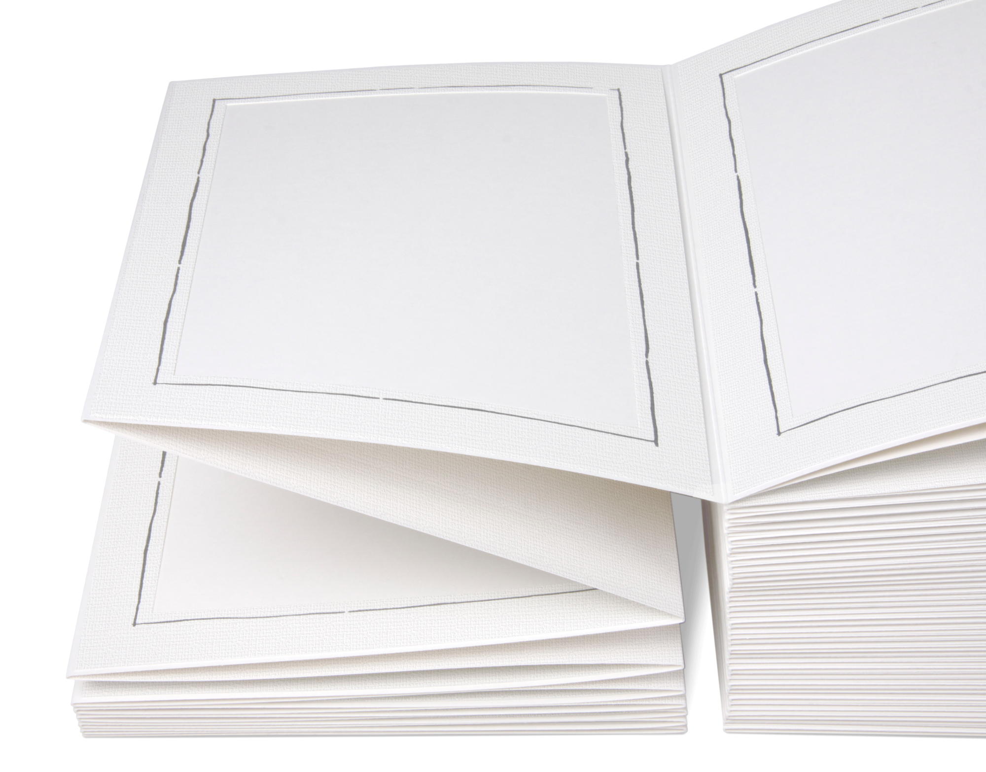 Endlosleporello Leinen Weiß/Leinen Weiß "Neue Linie Silberprägung"für Bilder 9 x 13 cm (12,4x16,8cm)