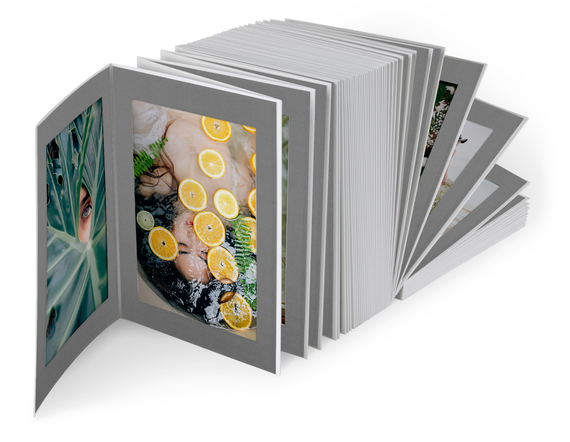 Endlosleporello Offset weiß in Leinen grau