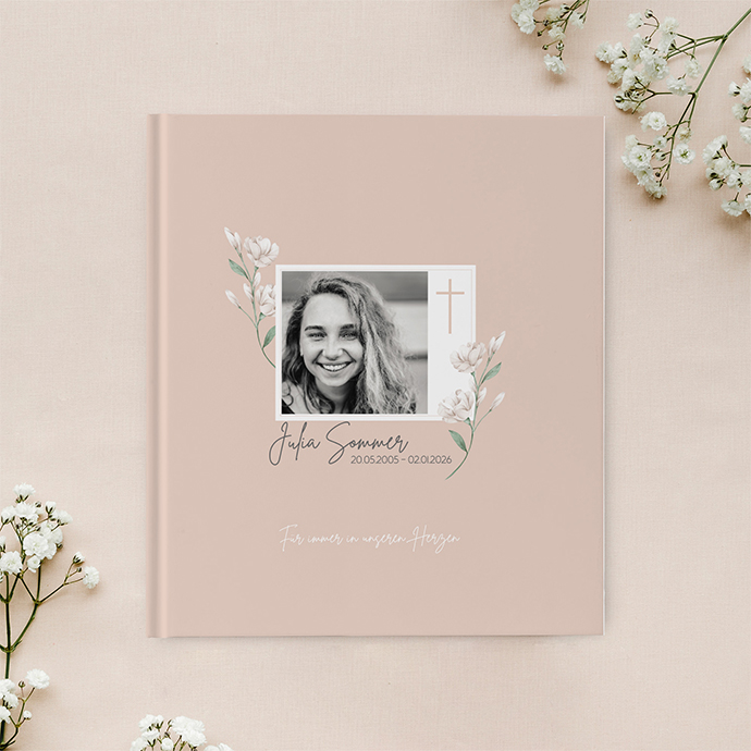 Kondolenzbuch -Neutral Florals